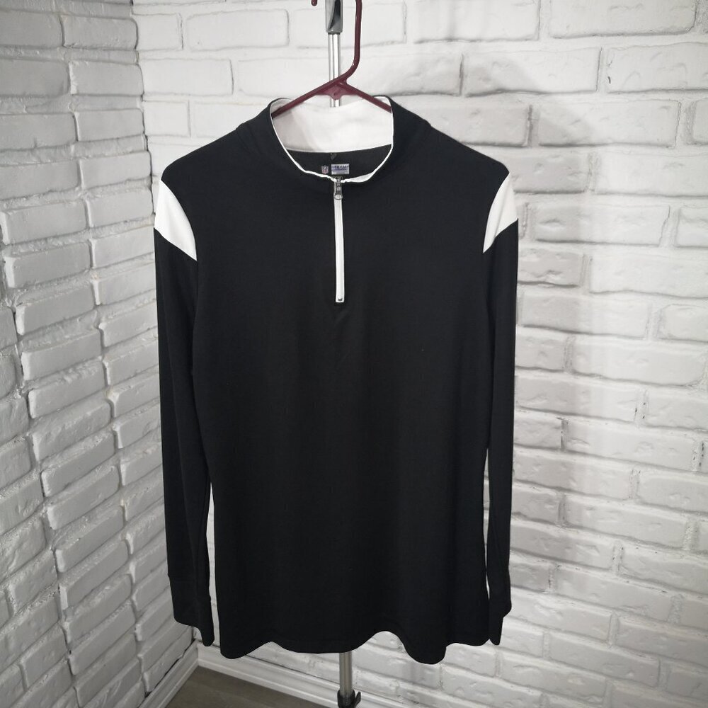 NFL Team Apparel TX3 Cool Ladies Size XL 1/4 Zip Black w/ White Top